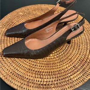 Etienne Aigner Elegant Brown Slingback Heels